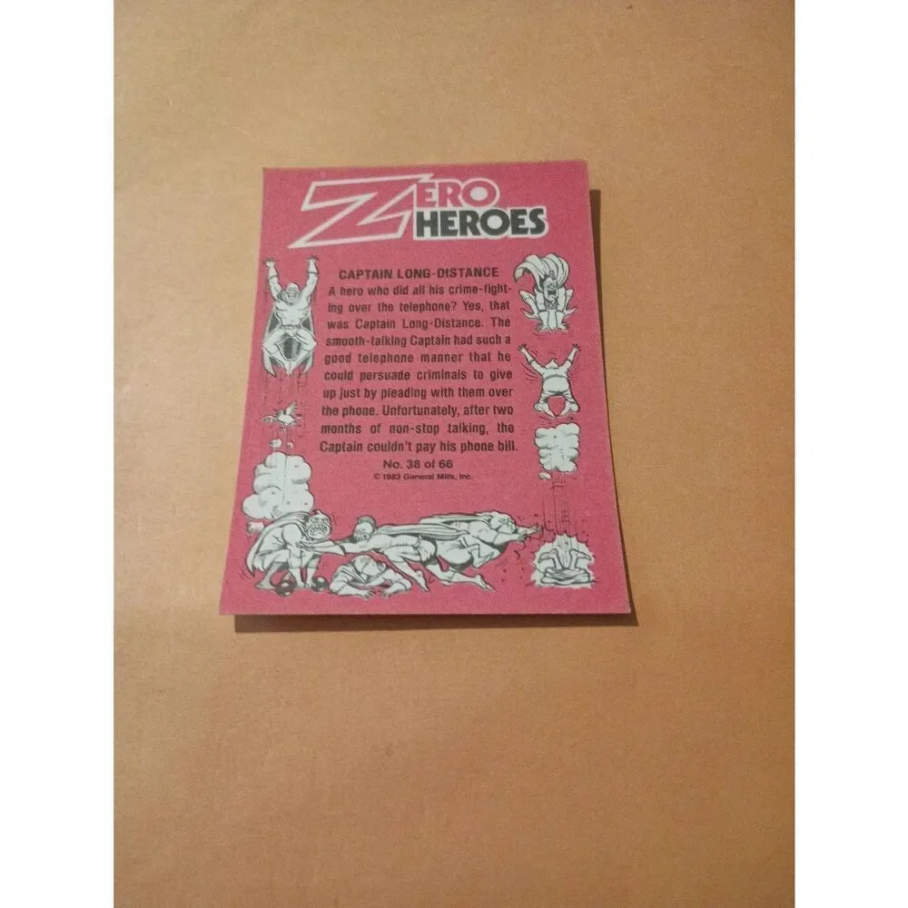 1983 General Mills Zero Hero Trading Card Sticker #38 Captain Long Distance